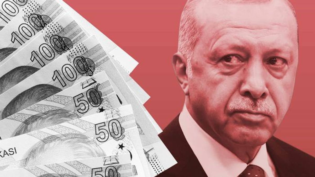 Cumhurbaşkanı Erdoğan ve TL'lerin olduğu bir görsel