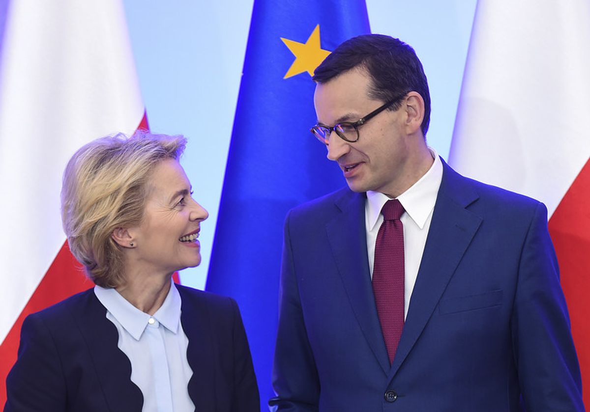 Avrupa Komisyonu Başkanı Ursula Von der Leyen ve Polonya Başbakanı Mateusz Morawiecki