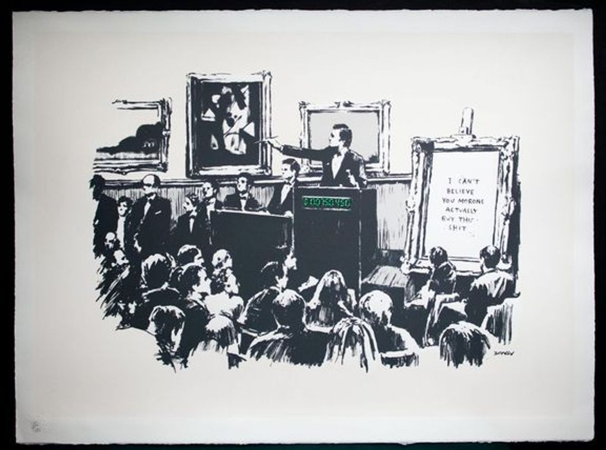 Banksy, Morons (White), 2006