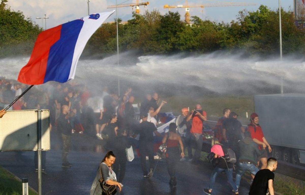 Slovenya'da göstericilere polis müdahalesi