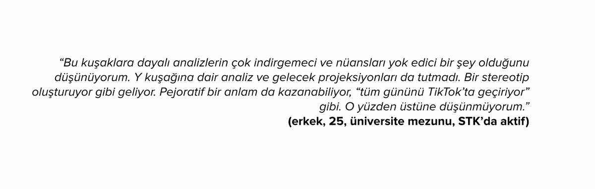 Katılımcılardan birinin "Z kuşağı" tanımına karşı değerlendirmesi