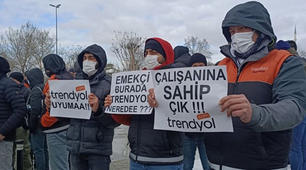 Trendyol işçilerinin eyleminden fotoğraf