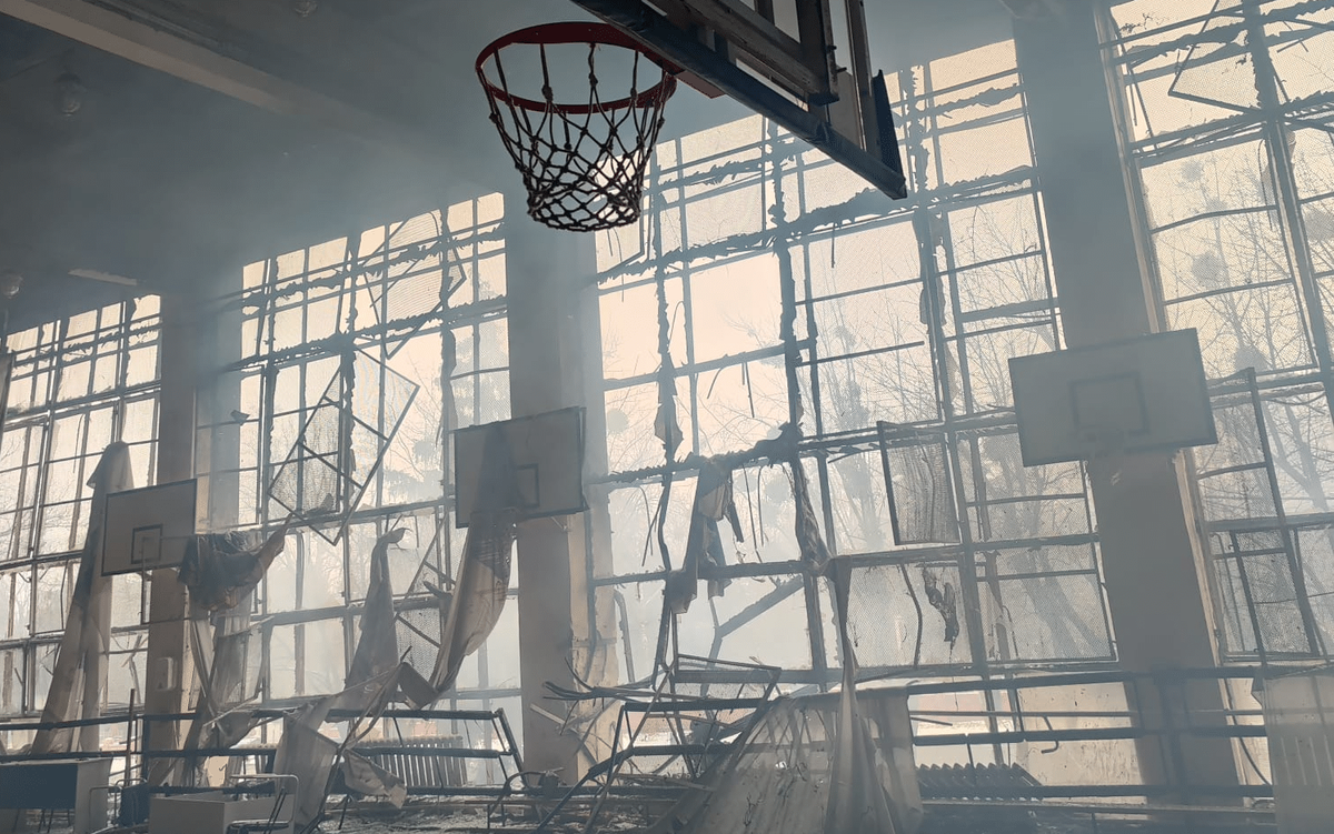 Ukrayna'da bir basketbol salonu