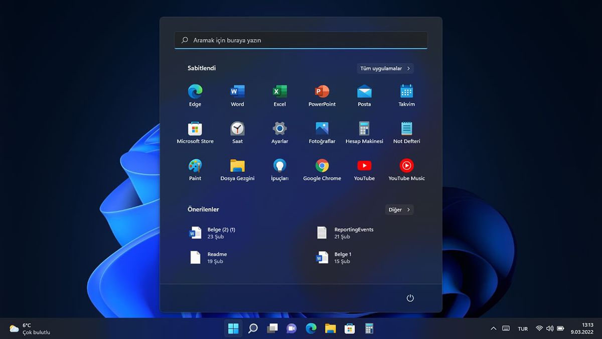 Windows 11 arayüzü