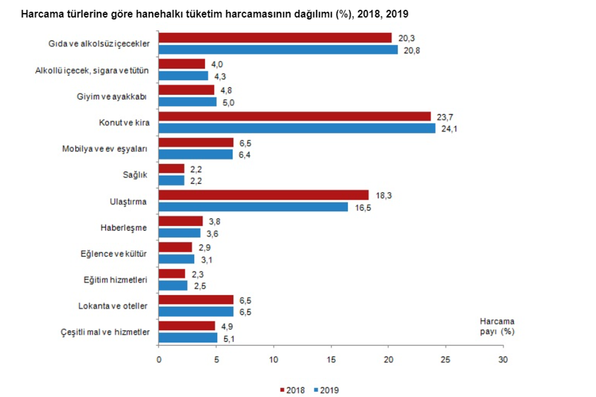  TÜİK'in Hanehalkı Tüketim Harcamaları Araştırması