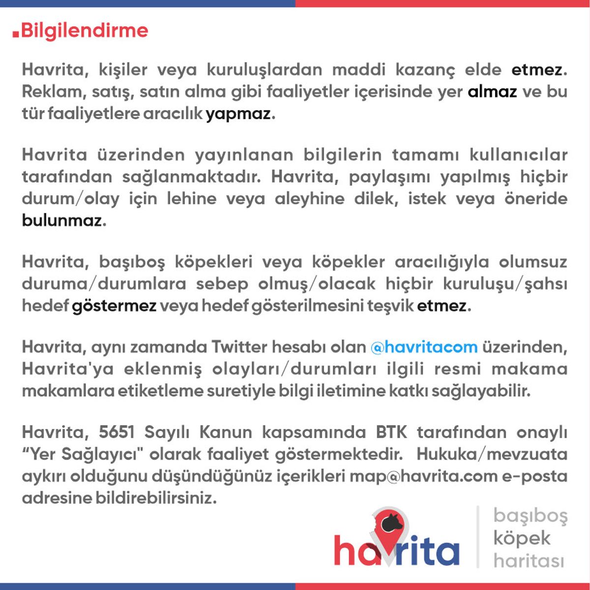 Havrita'da yapılan bir bilgilendirme mesajı