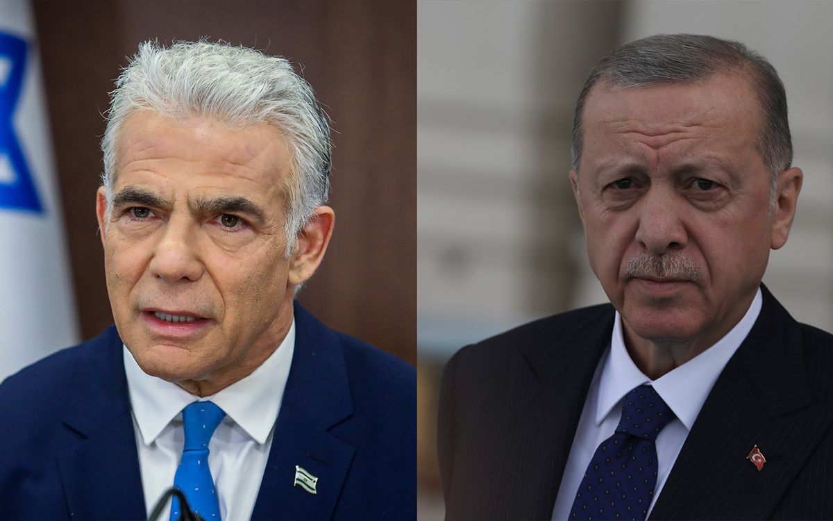 (Solda) İsrail Başbakanı Lapid, (Sağda) Cumhurbaşkanı Erdoğan