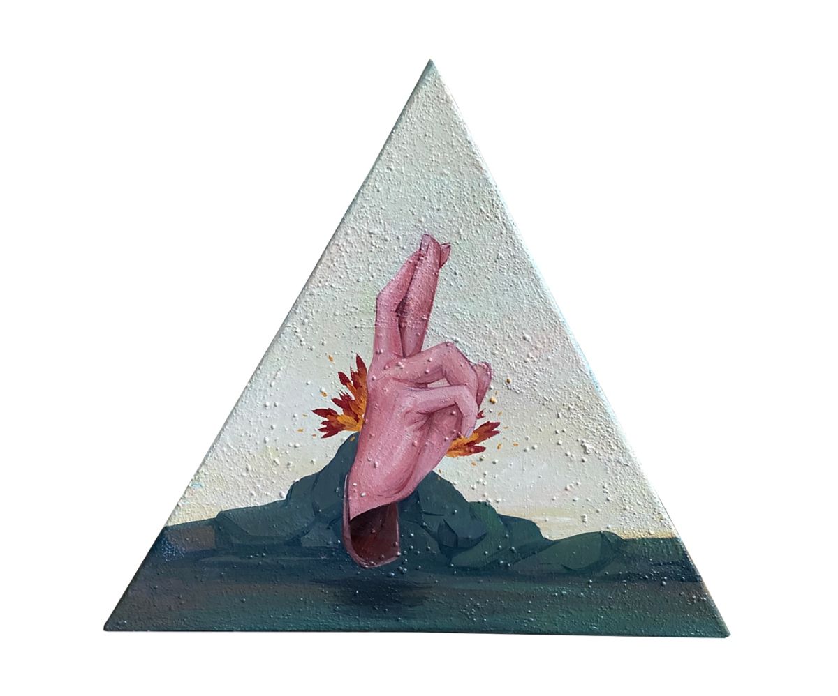 Ece Haskan, Umut dağı, Tuval üzerine yağlıboya, 40 x 40 x 40 cm