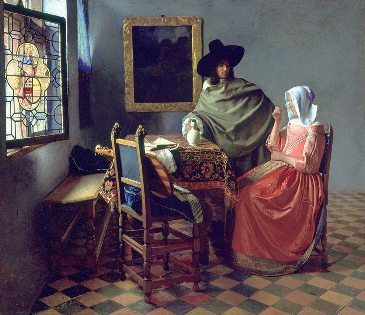 Hanımefendi ve Beyefendi Şarap İçiyor-Jahn Vermeer