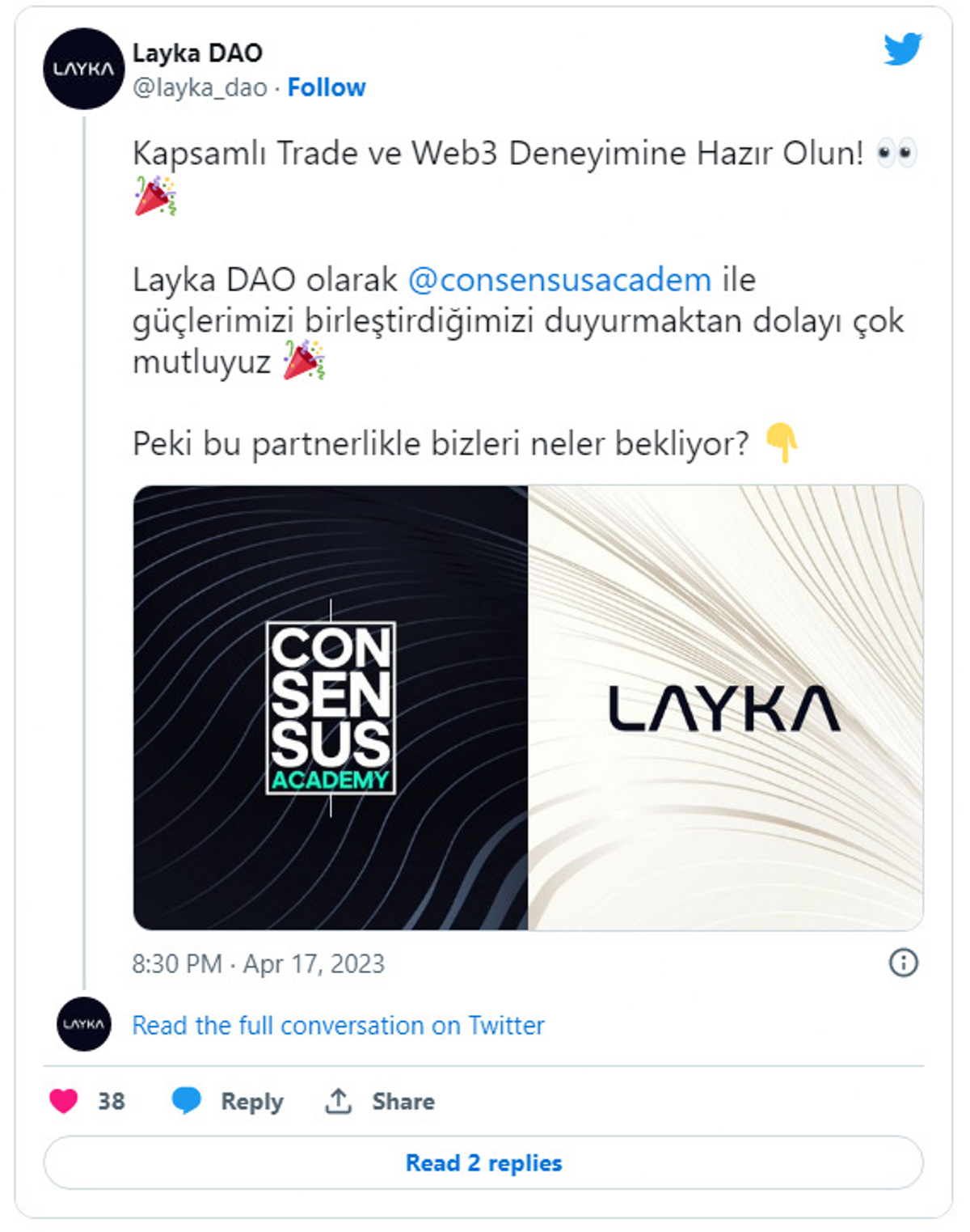 https://twitter.com/layka_dao/status/1648016016700481575
