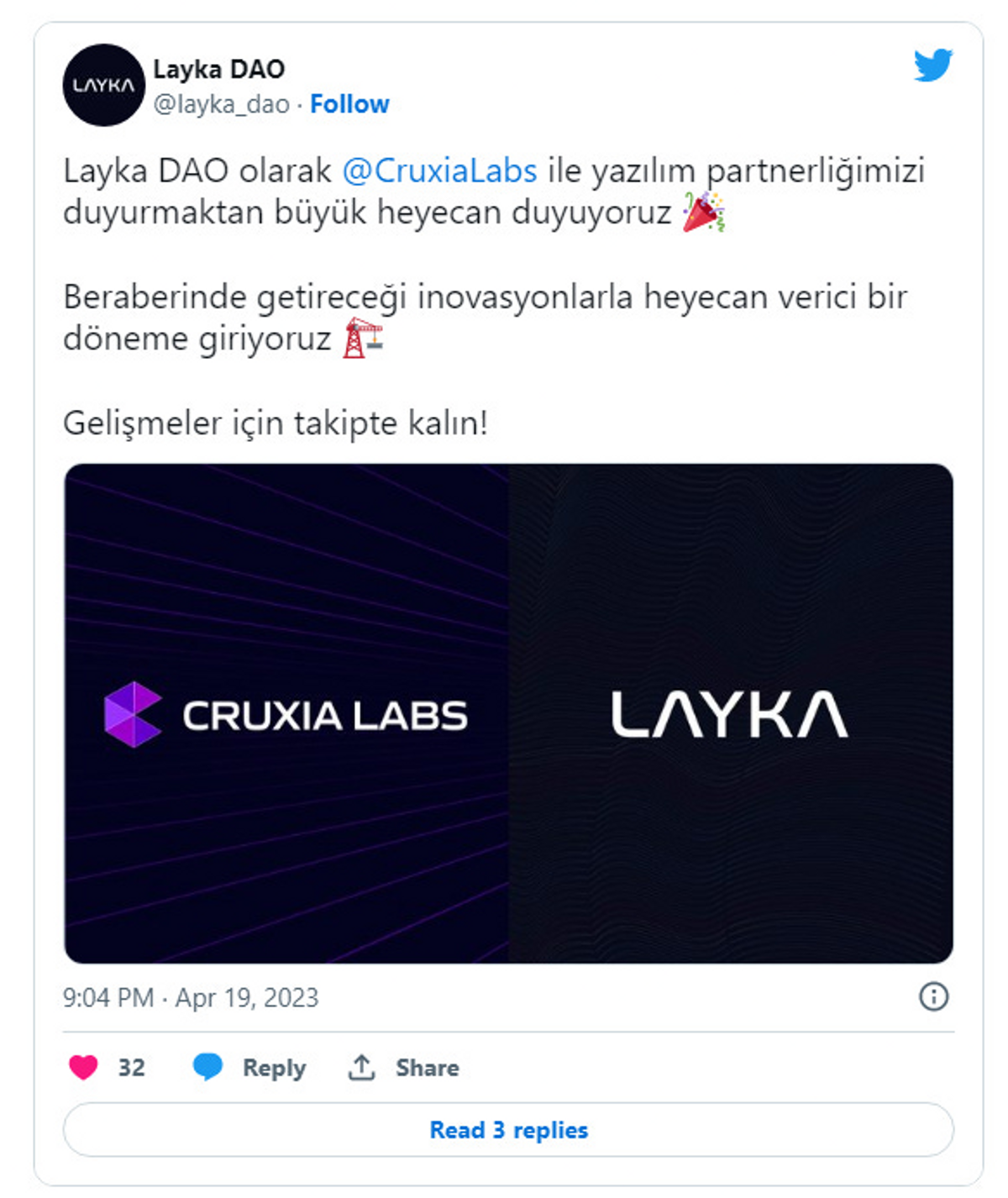 https://twitter.com/layka_dao/status/1648749381212856320