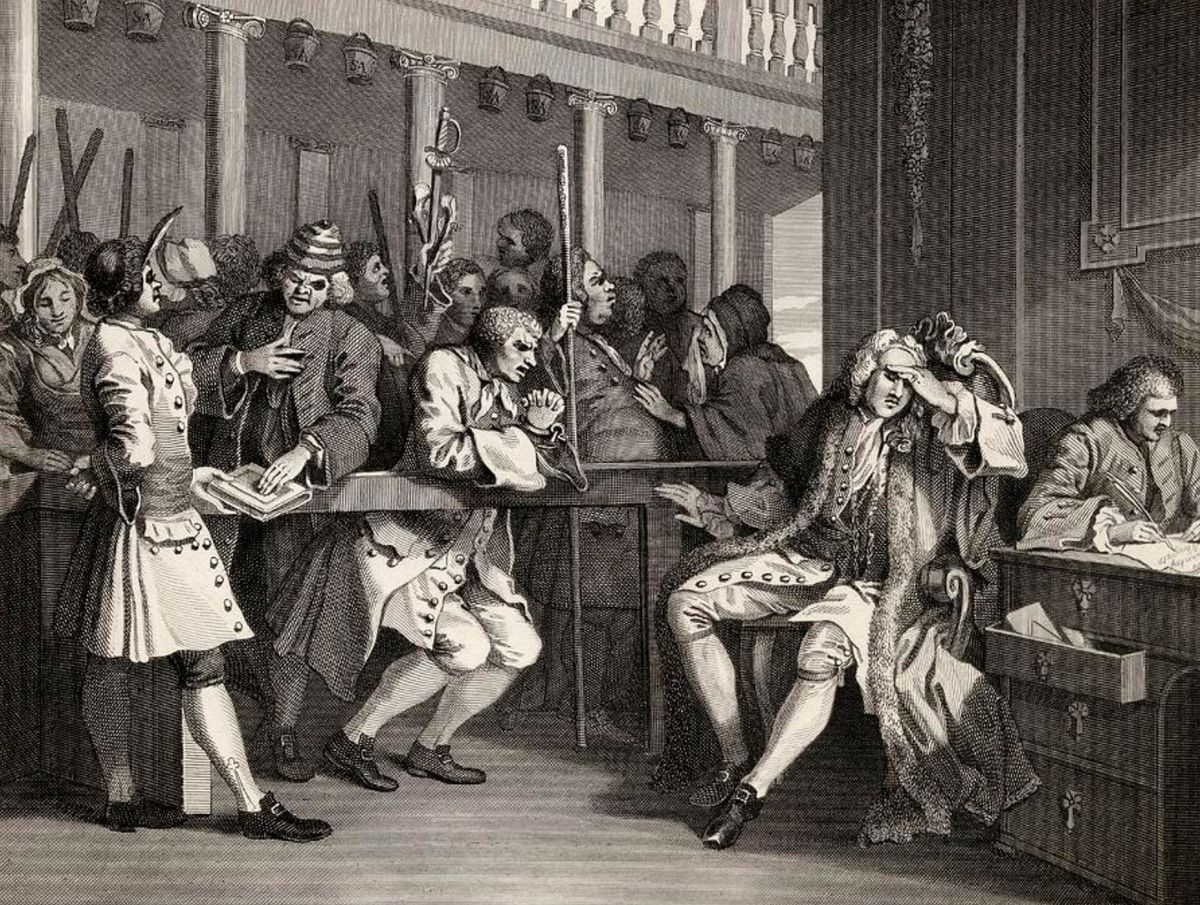 Idustry And Idleness The Industrious Prentice Alderman Of London The Idle One Impeached Before Him By His Accomplice From The Works Of Hogarth Published London 1833