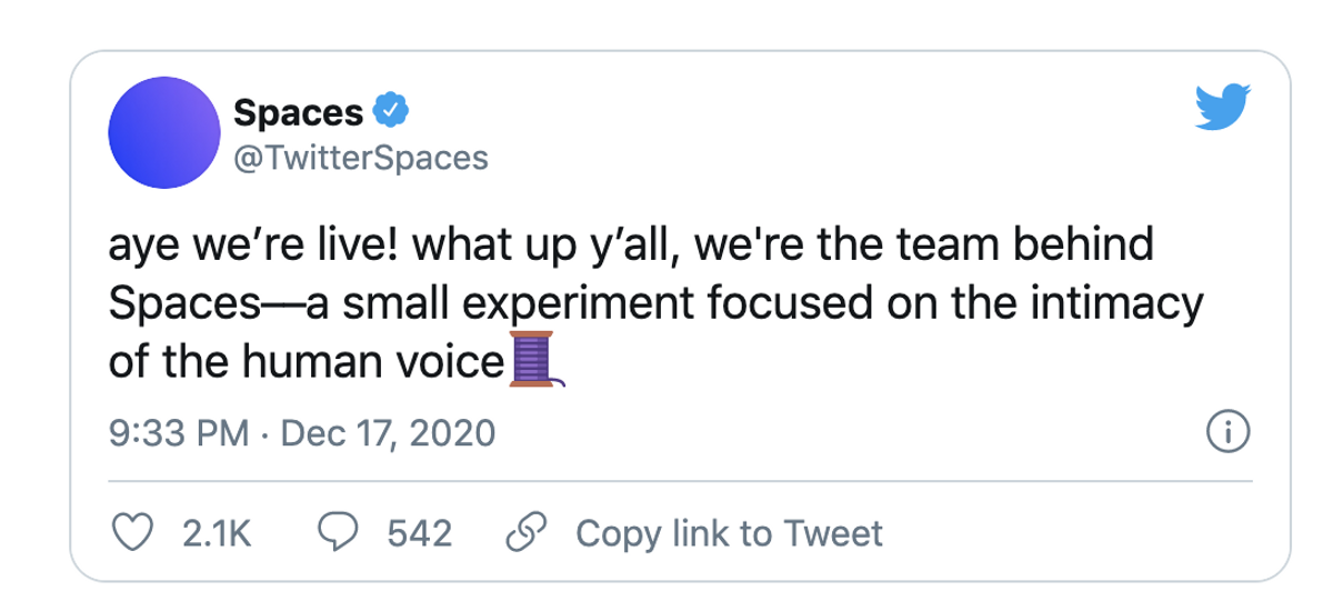 Spaces tweet'i