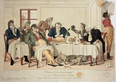 “Gastronomi Buluşması” ya da “Oburlar Sofrası”. Paris’in ve taşranın oburlarına adanmış bir karikatür